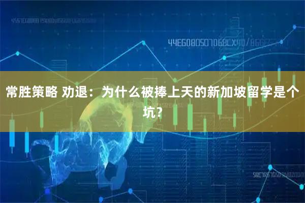 常胜策略 劝退：为什么被捧上天的新加坡留学是个坑？